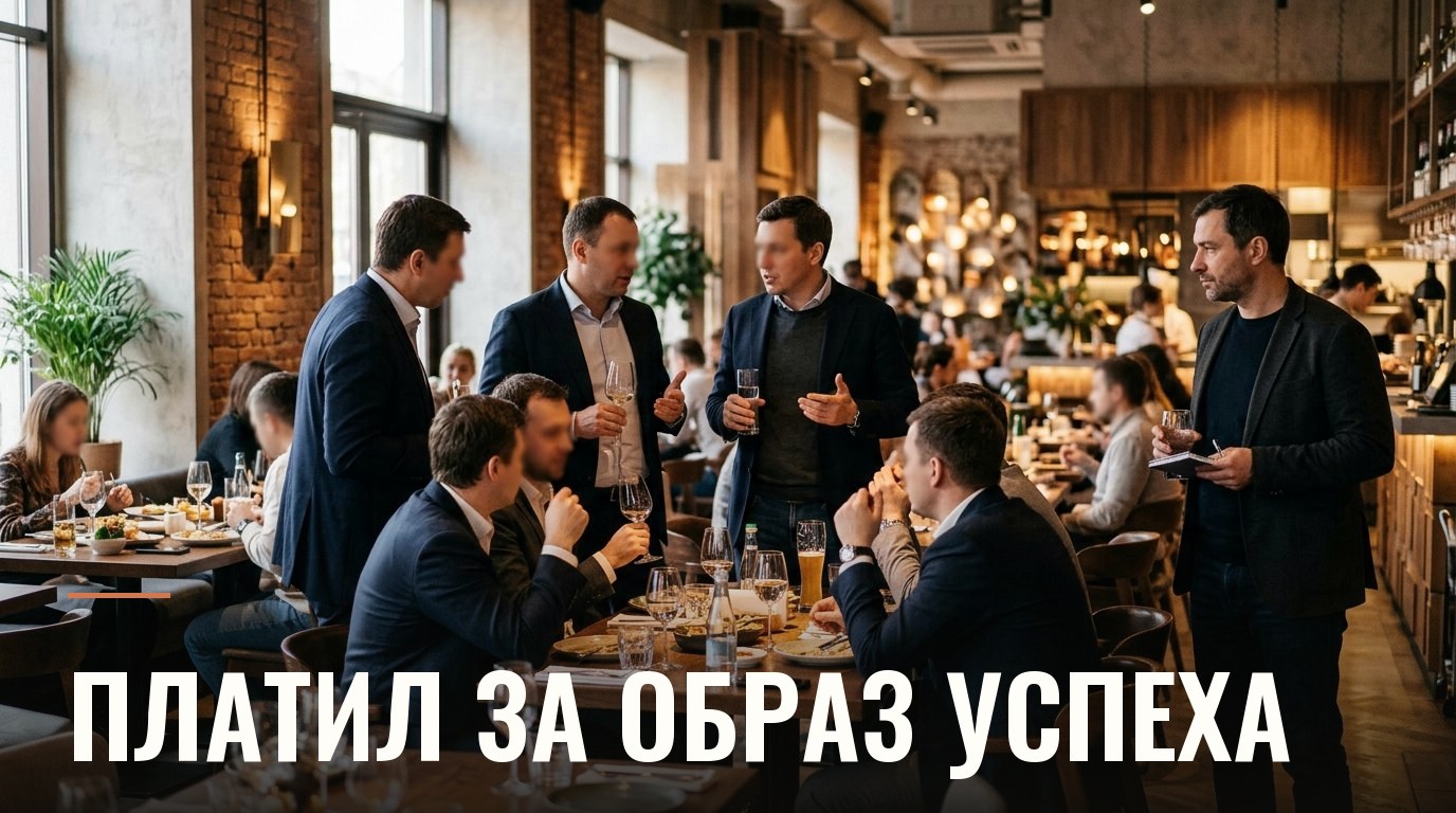 Компания мужчин в ресторане, один стоит в стороне