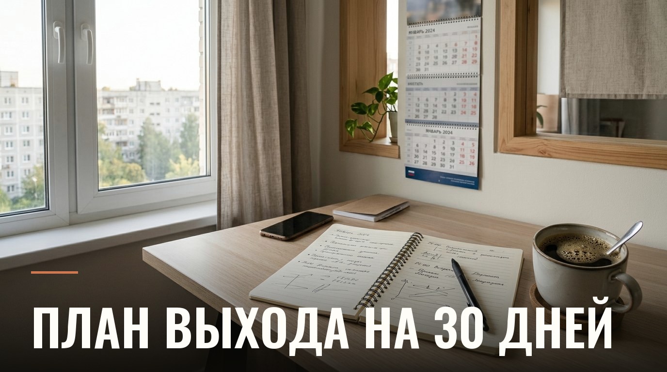 Настенный календарь и блокнот с планом на столе